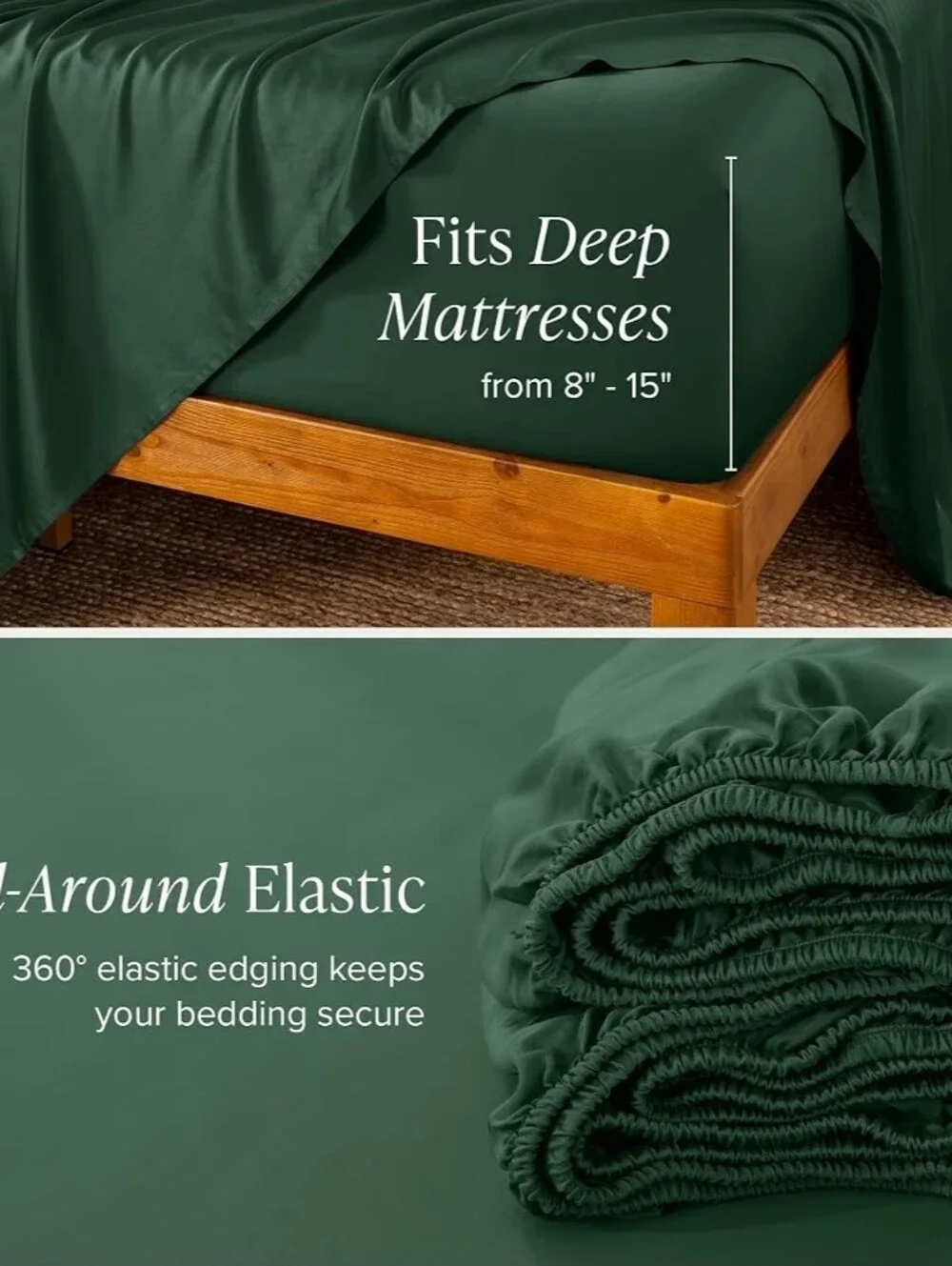 Bare Home Forest gree 100% Rayon Bamboo Sheet Set - Soft Home Bedding Queen Size
